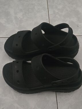 CROCS Black Double-Strap Backstrap Sandals, Size 7Men 9Women Unisex